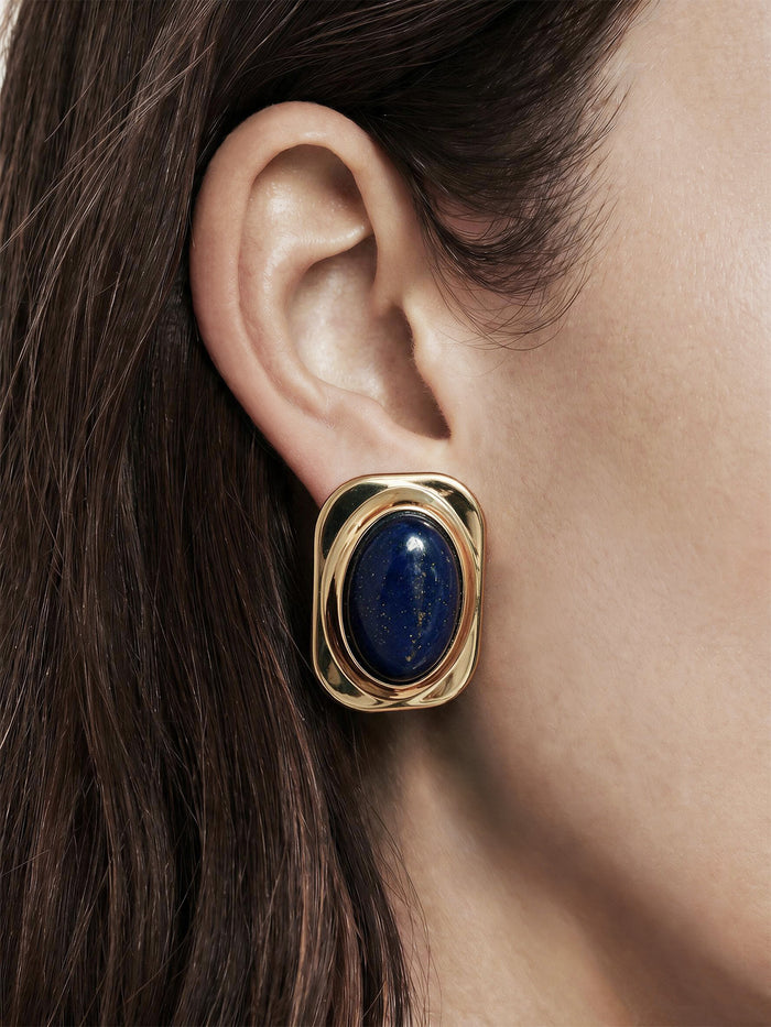 Veronica Beard Gold and blue stone statement earring.
