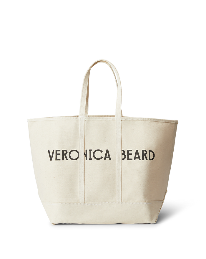 Veronica Beard Large Canvas Logo Tote Natural