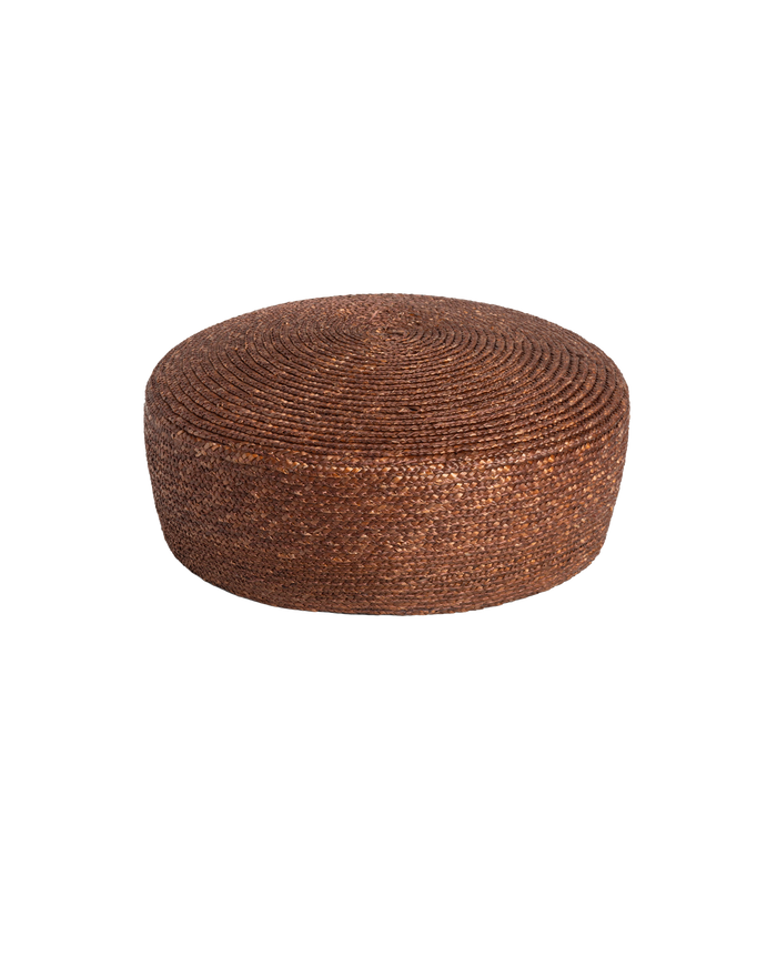 Veronica Beard Brown woven round ottoman.