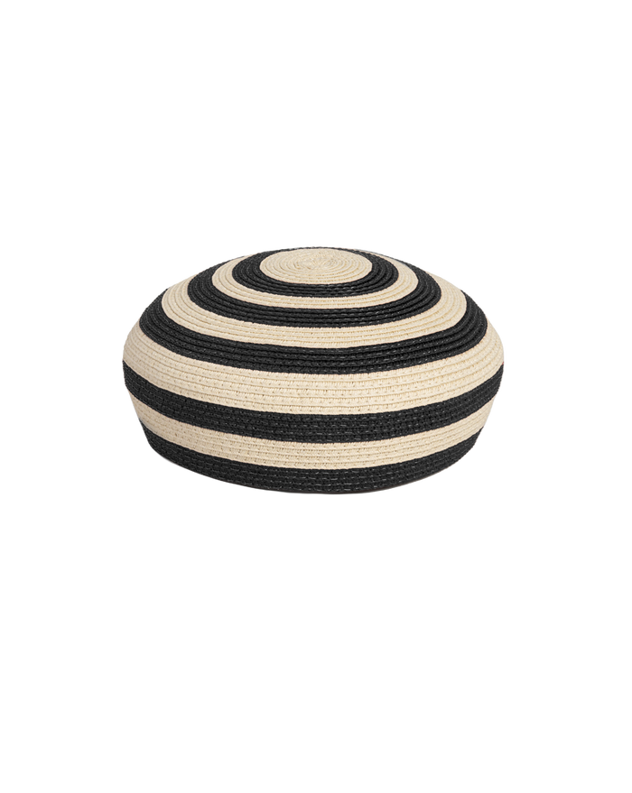 Veronica Beard Black and white striped straw hat