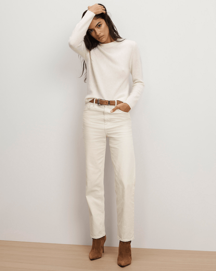 Veronica Beard Leah Straight-Leg Jean - Ecru