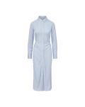 Veronica Beard Lex Silk Midi Shirtdress - Dark Bluebell/Off-White