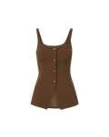 Veronica Beard Liana Button-Up Vest - Walnut