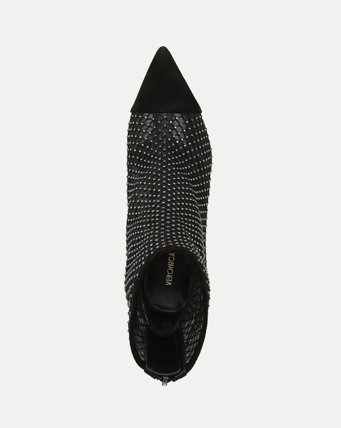 Veronica Beard Lisa Rhinestone Mesh Bootie - Black