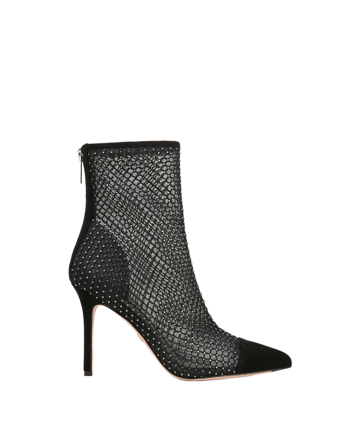 Veronica Beard Lisa Rhinestone Mesh Bootie - Black