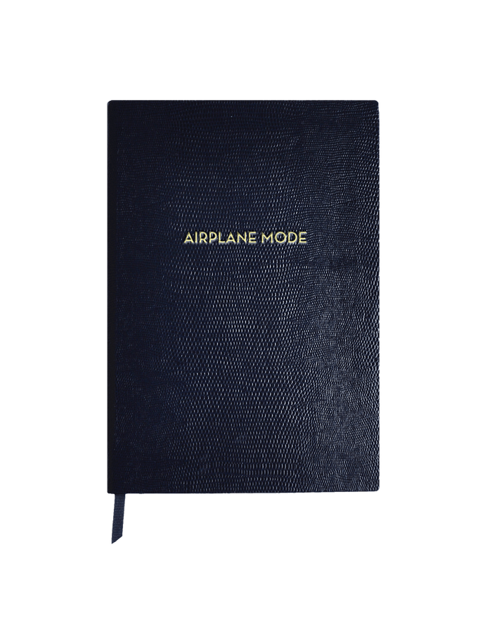 Veronica Beard Lizard-Embossed Notebook Midnight