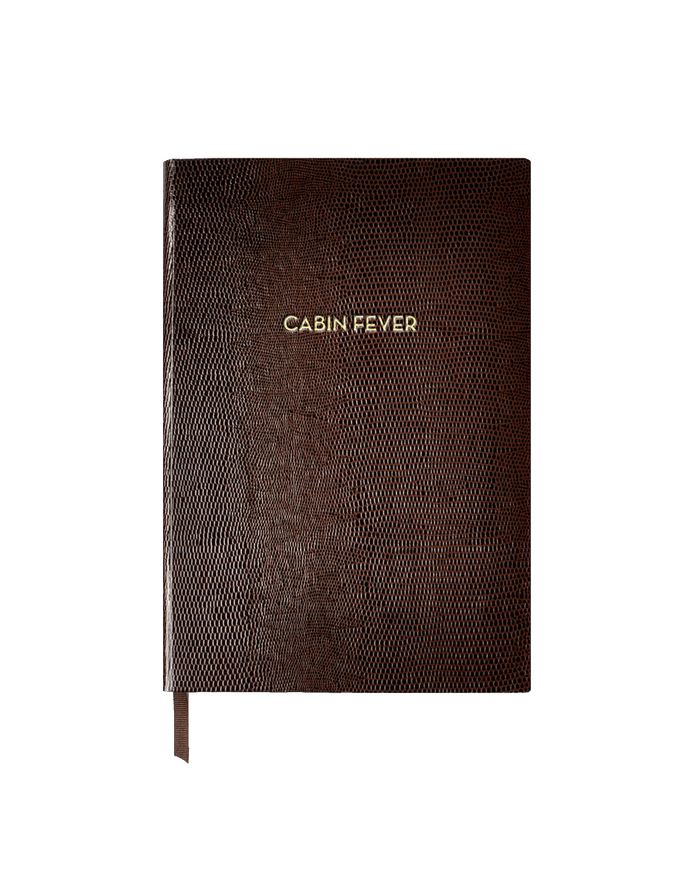 Veronica Beard Lizard-Embossed Notebook Chocolate