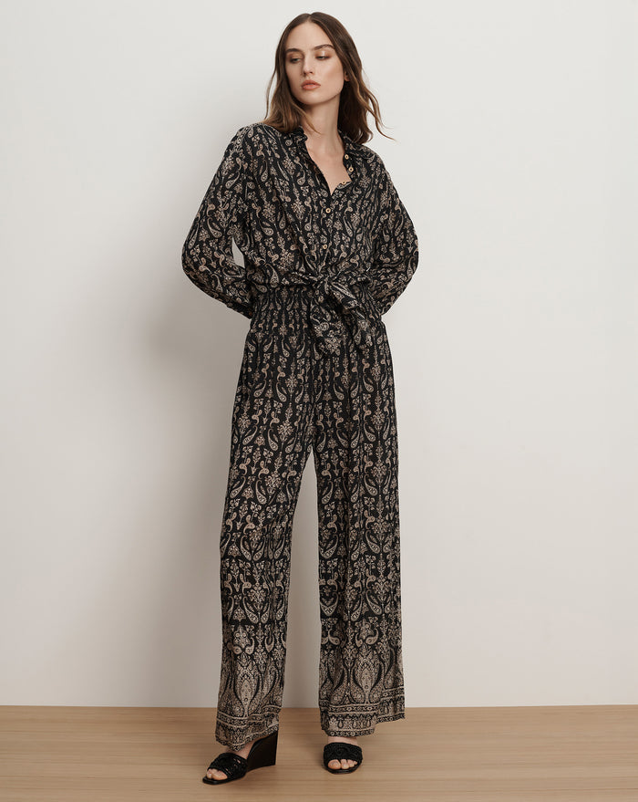 Veronica Beard Lloyd Paisley Button-Down Shirt - Black Multi