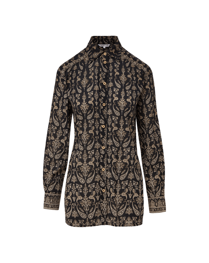 Veronica Beard Lloyd Paisley Button-Down Shirt - Black Multi
