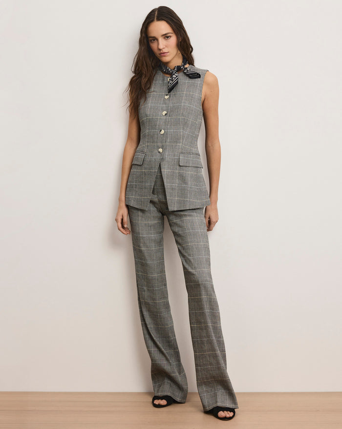 Veronica Beard Lois Linen Vest - Black Multi