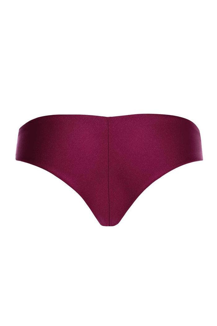 Lola bikini bottom in burgundy shimmery fabric with low-rise waist and medium coverage