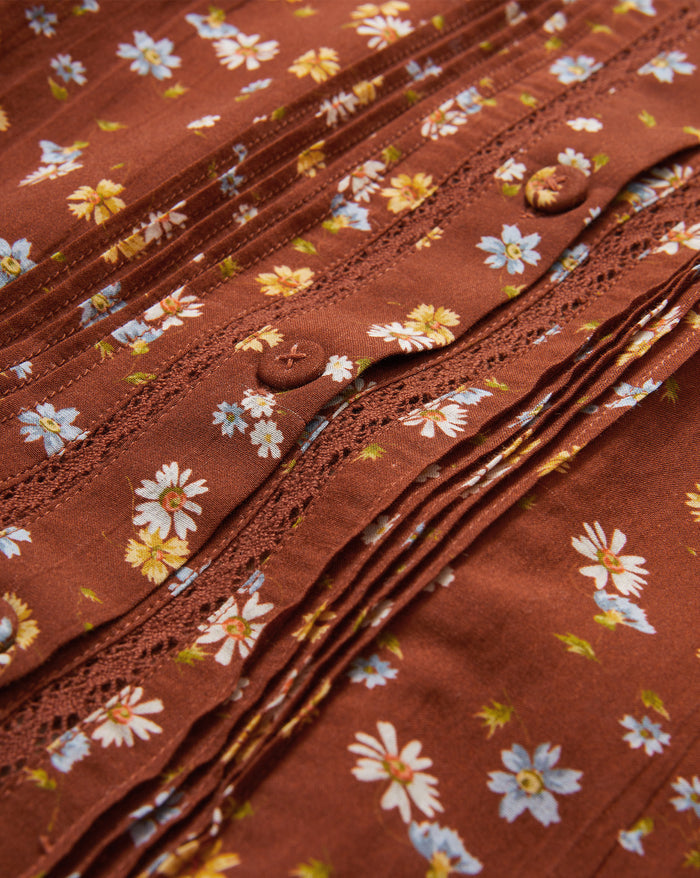 Veronica Beard Brown floral blouse and rust-colored pants