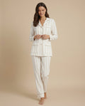 Luxe Stretch Cotton Pajama Set in Champagne Stripe