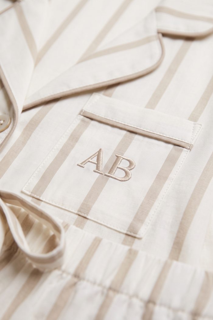 Luxe Stretch Cotton Pajama Set in Champagne Stripe