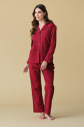 Luxe Stretch Cotton Pajama Set in Cranberry