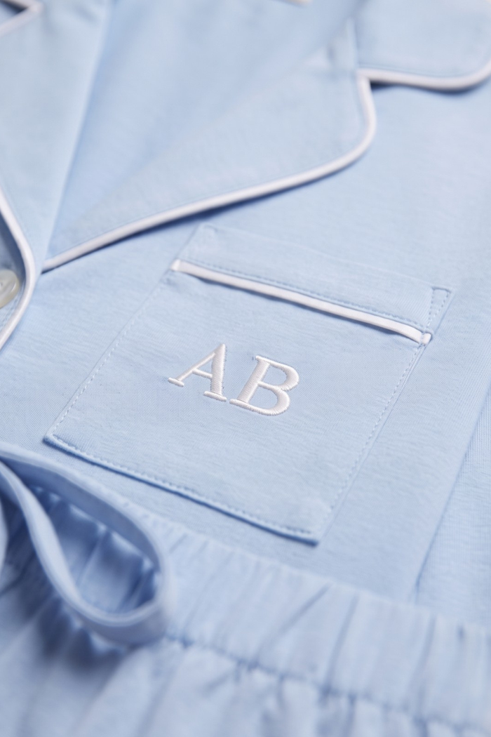 Luxe Stretch Cotton Pajama Set in Dayflower Blue