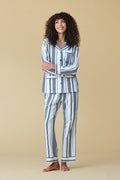 Luxe Stretch Cotton Pajama Set in Navy Stripe