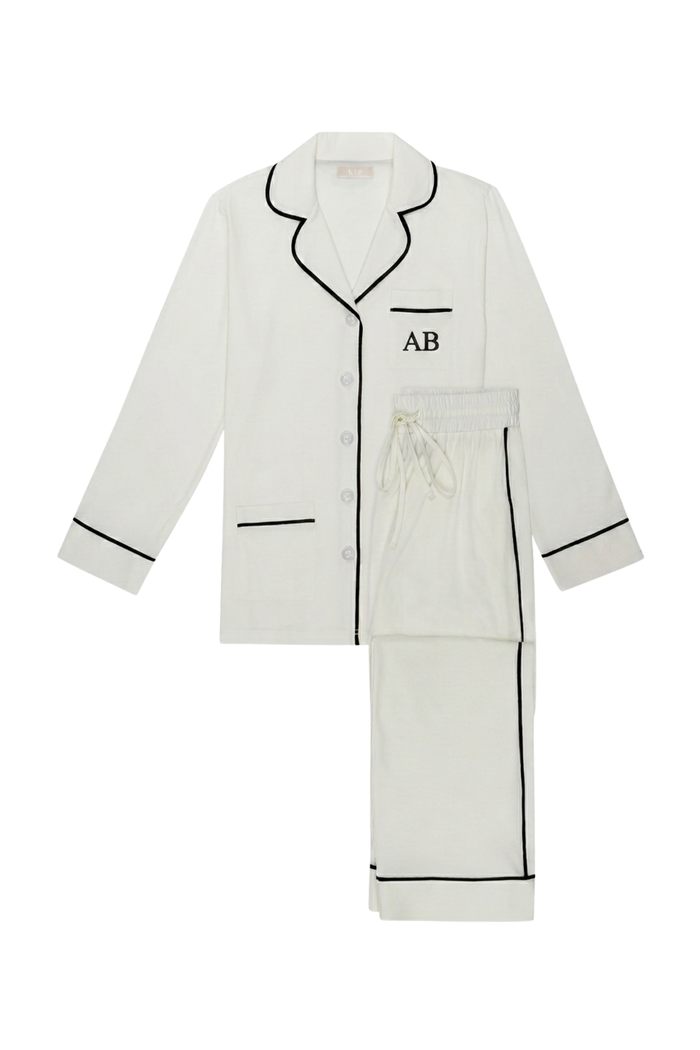 Luxe Stretch Cotton Pajama Set in Pearl