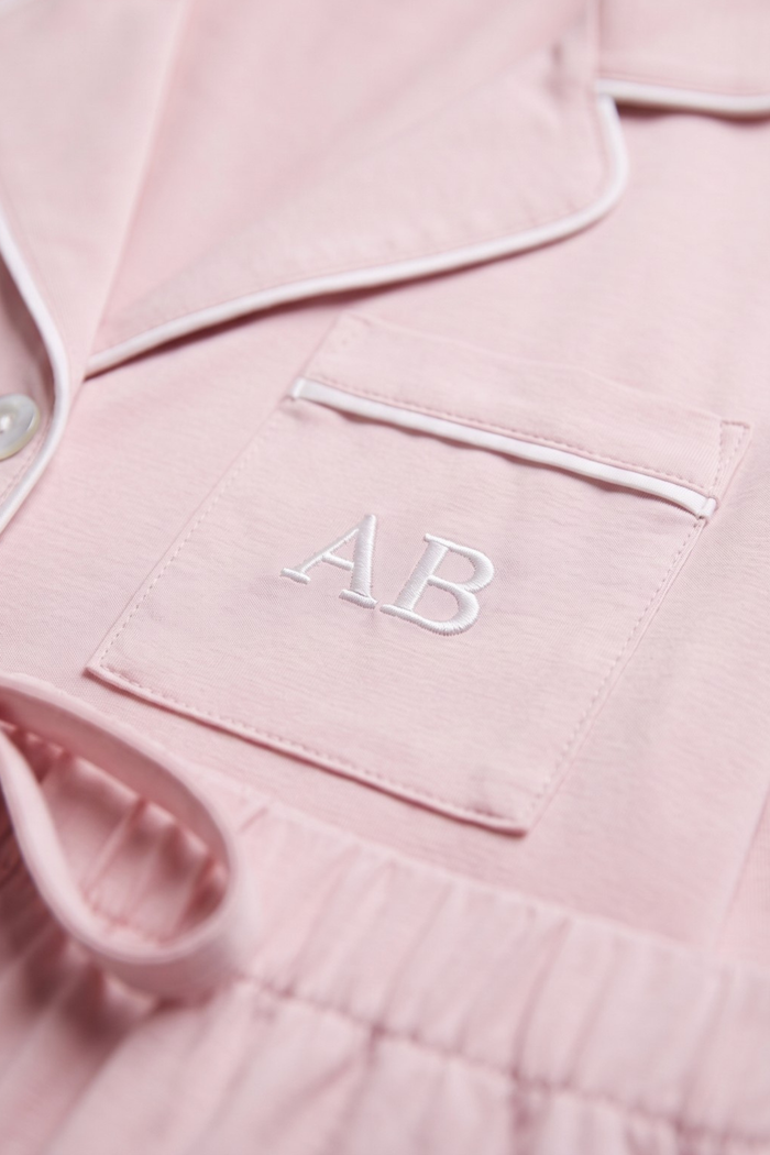 Luxe Stretch Cotton Pajama Set in Pink Peony