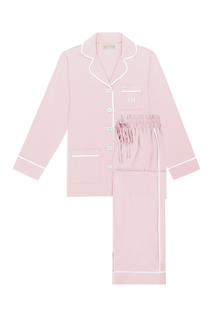 Luxe Stretch Cotton Pajama Set in Pink Peony