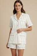 Luxe Stretch Cotton Short Set in Champagne Stripe