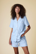 Luxe Stretch Cotton Short Set in Dayflower Blue