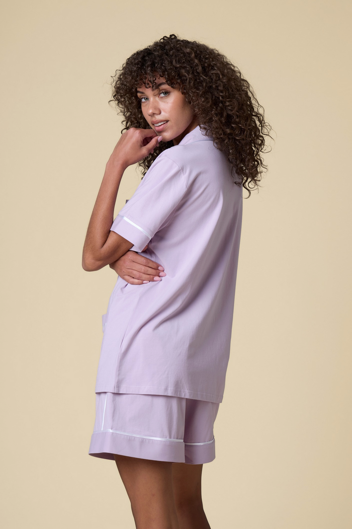 Luxe Stretch Cotton Short Set in Lavender