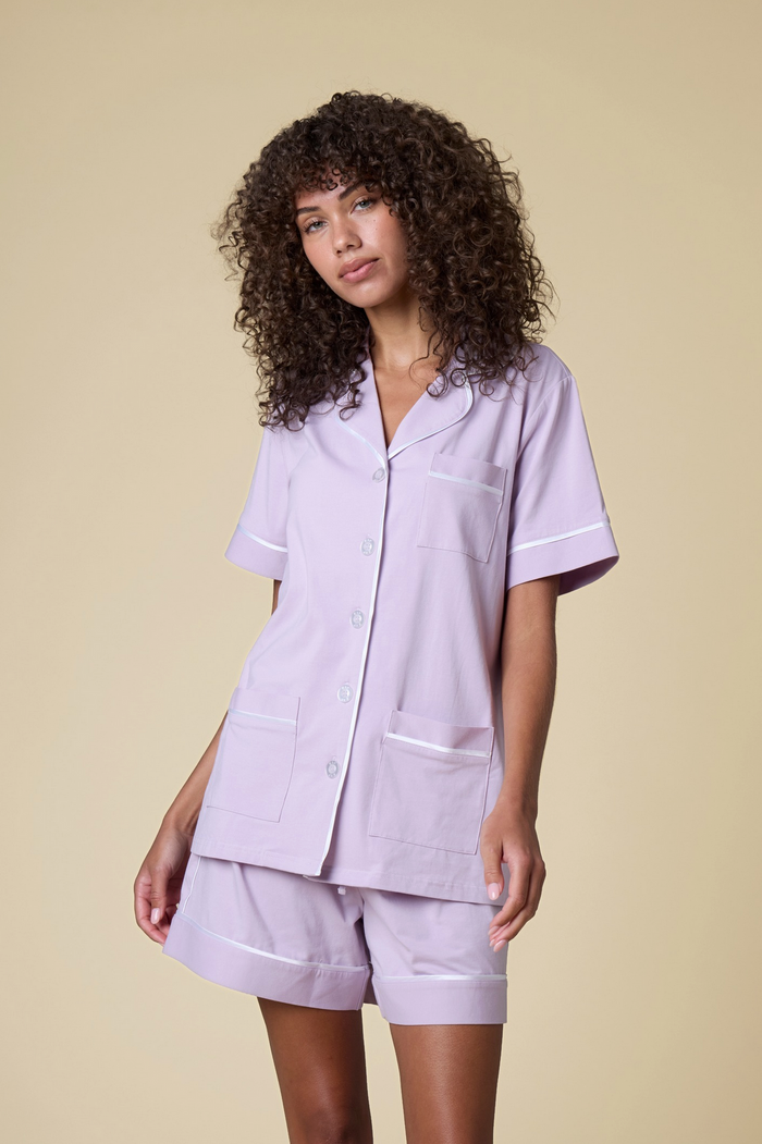 Luxe Stretch Cotton Short Set in Lavender