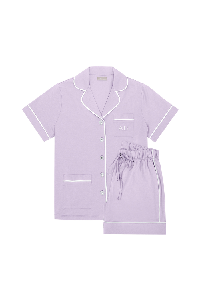 Luxe Stretch Cotton Short Set in Lavender