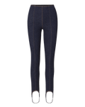 Veronica Beard Dark blue denim leggings with contrast stitching.