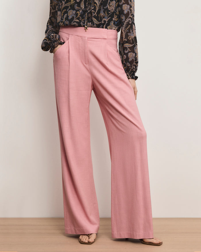 Veronica Beard Marbeau Wide-Leg Pant - Petal