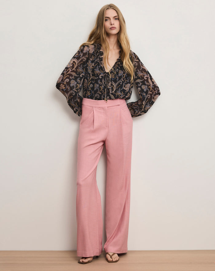 Veronica Beard Marbeau Wide-Leg Pant - Petal