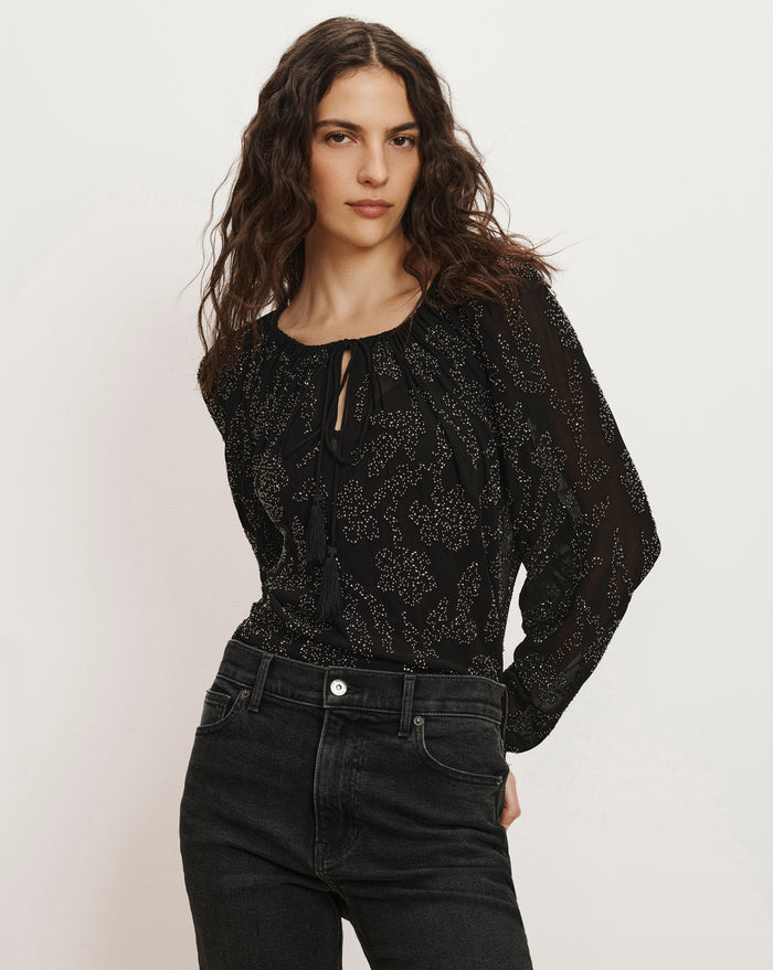 Veronica Beard Marlena Beaded Blouse - Black
