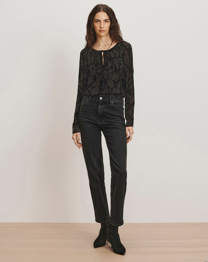 Veronica Beard Marlena Beaded Blouse - Black