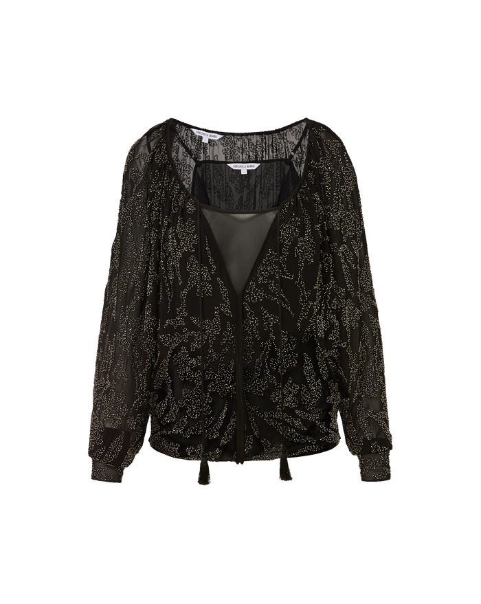 Veronica Beard Marlena Beaded Blouse - Black