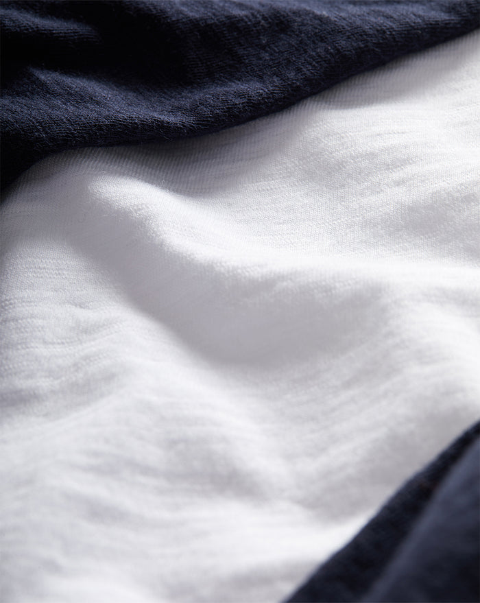 Veronica Beard Mason Baseball Tee - White/Navy