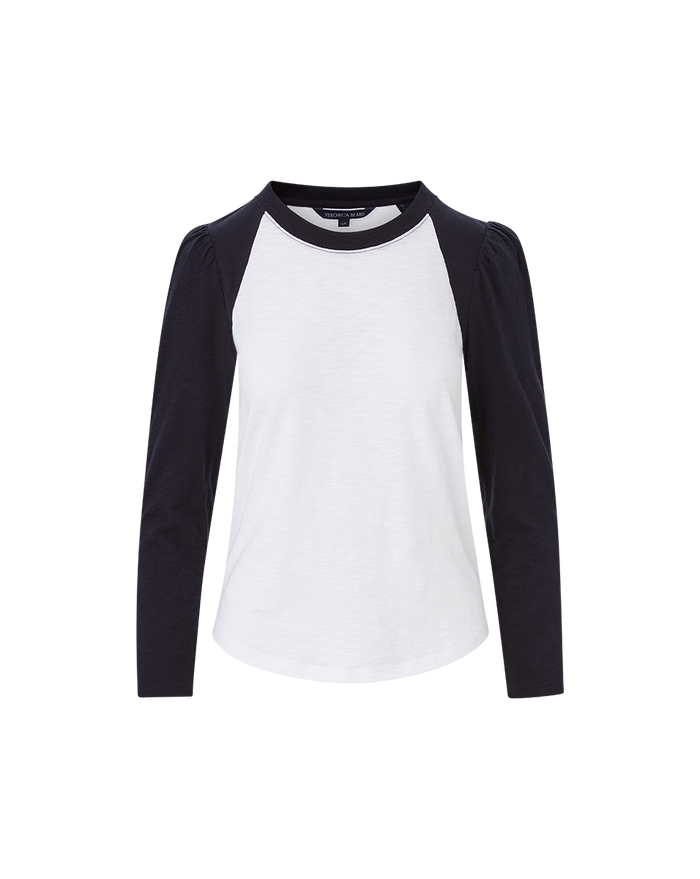 Veronica Beard Mason Baseball Tee - White/Navy