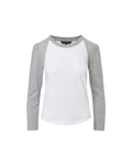 Veronica Beard Mason Baseball Tee White/Heather Grey
