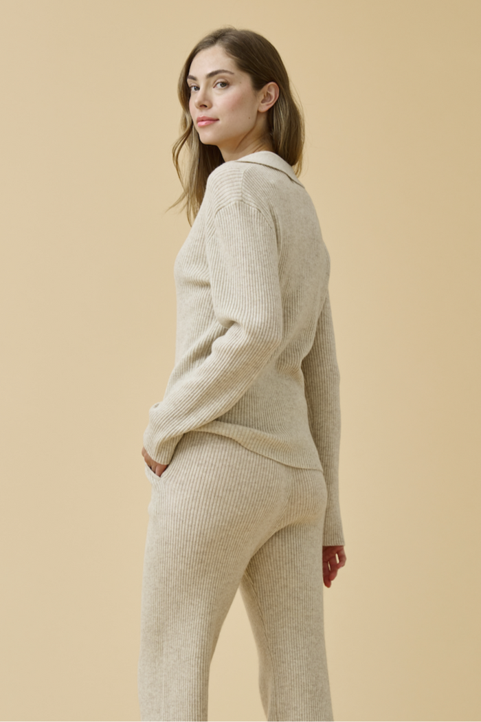 Merino Cashmere Lounge Sweater in Champagne