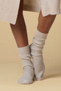 Merino Cashmere Sleep Socks in Champagne