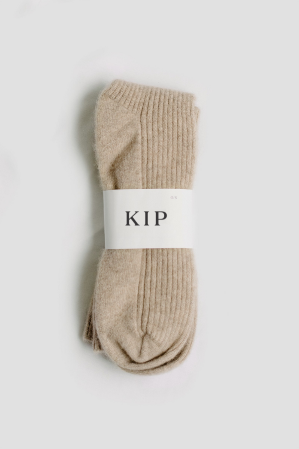 Merino Cashmere Sleep Socks in Champagne