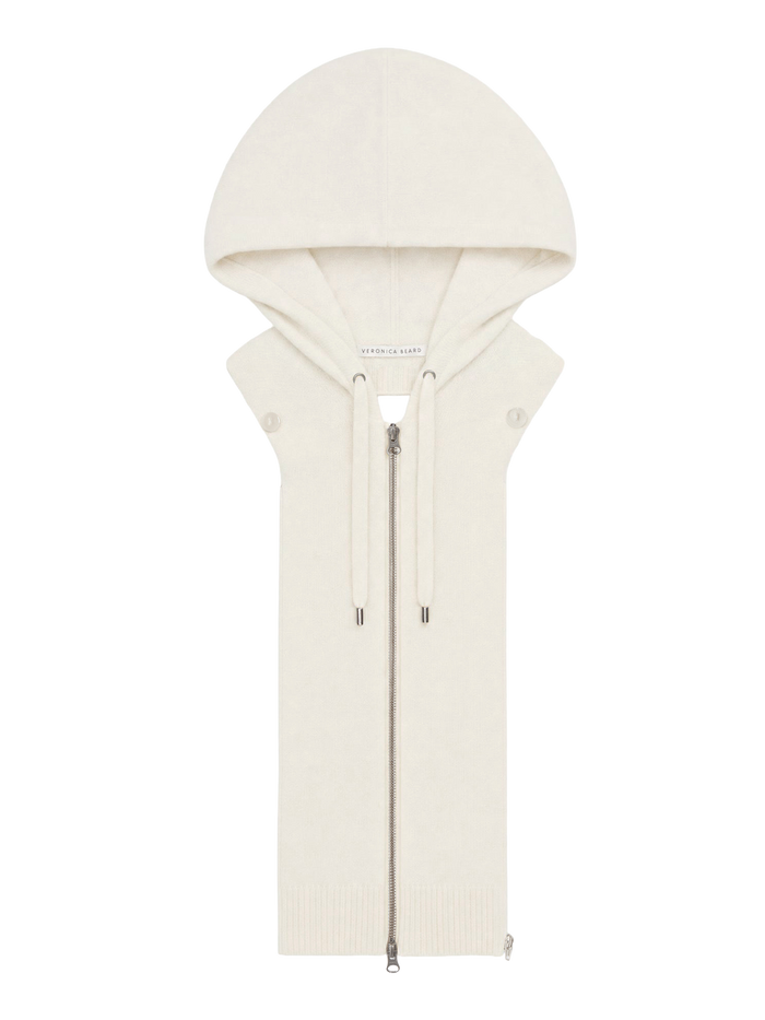 Veronica Beard Cream hooded dickey with full zip.