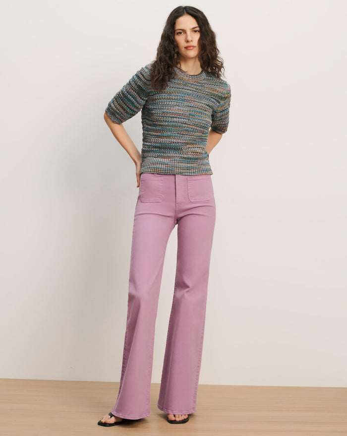 Veronica Beard Merivale Half-Sleeve Sweater - Stone Army Multi