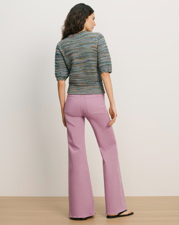 Veronica Beard Merivale Half-Sleeve Sweater - Stone Army Multi