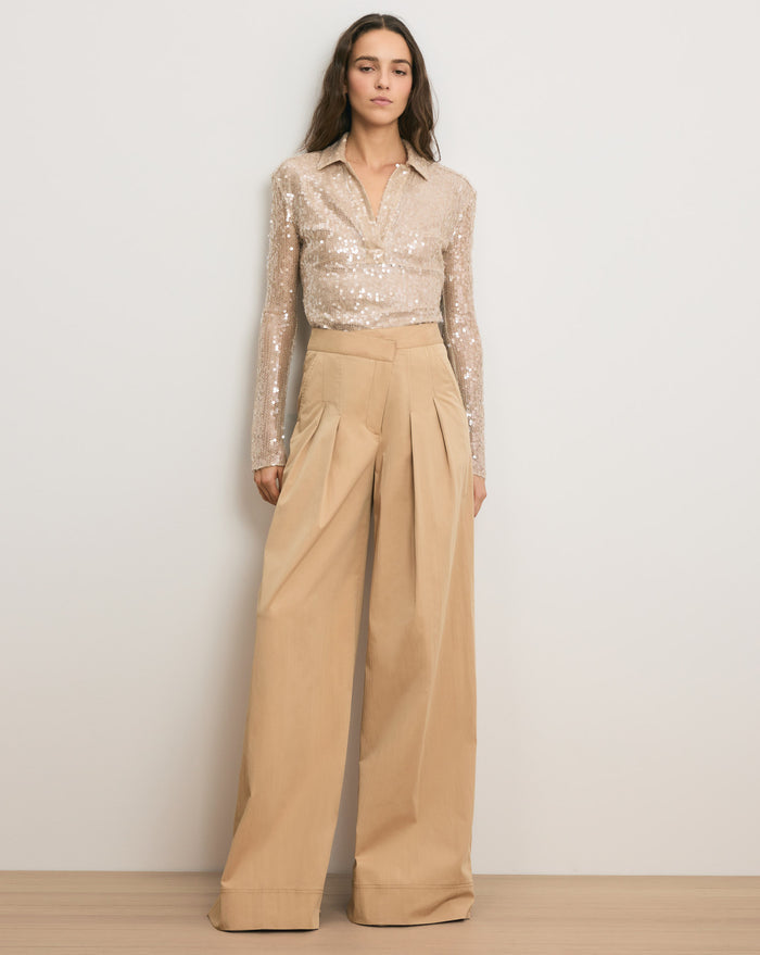 Veronica Beard Meryl Sequin Blouse - Champagne