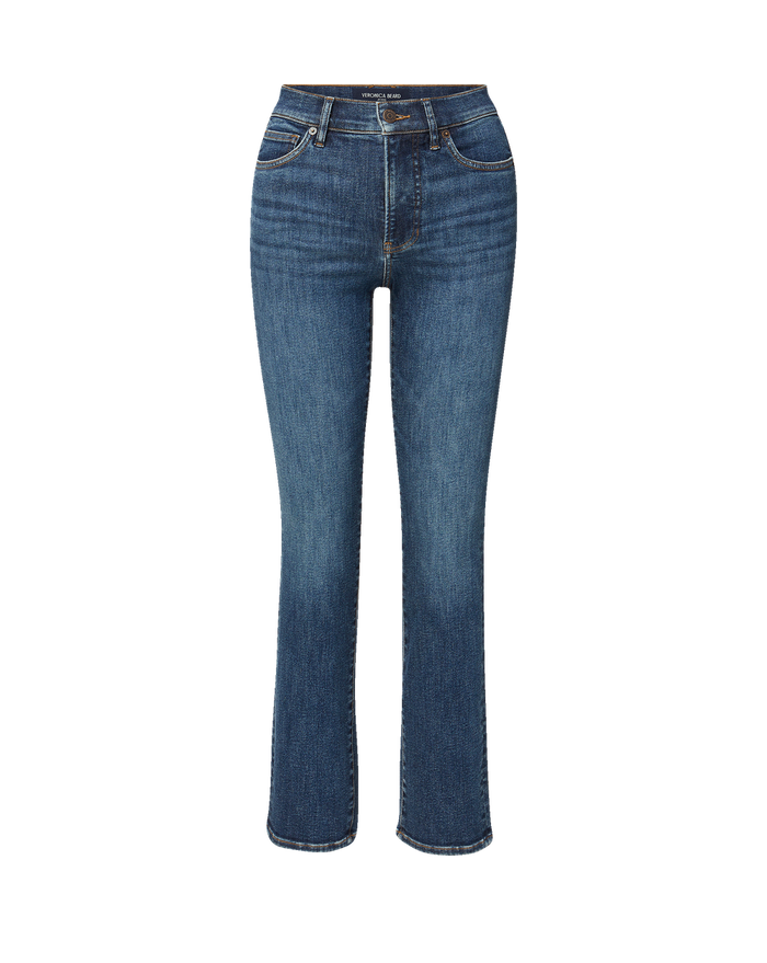 Veronica Beard Blue denim high-rise slim-fit jeans.