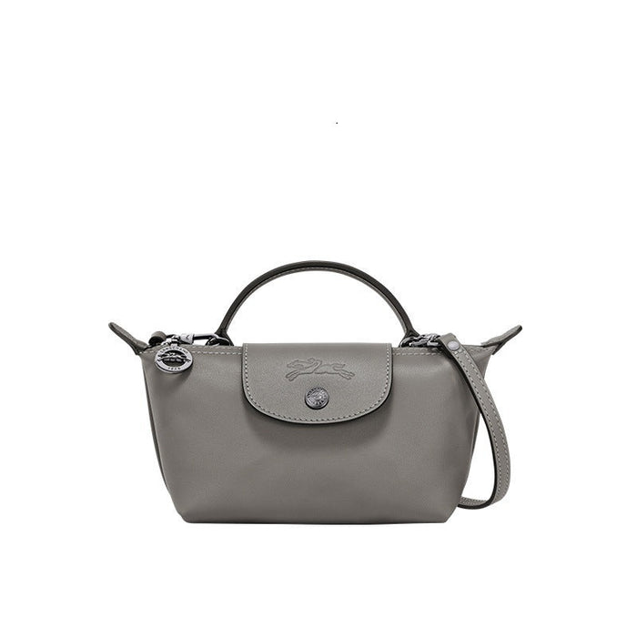 Mini Leder Longchamp Tasche - Grau