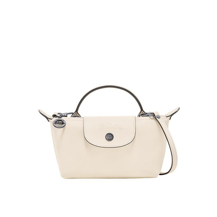 Mini Leder Longchamp Tasche - Weiß