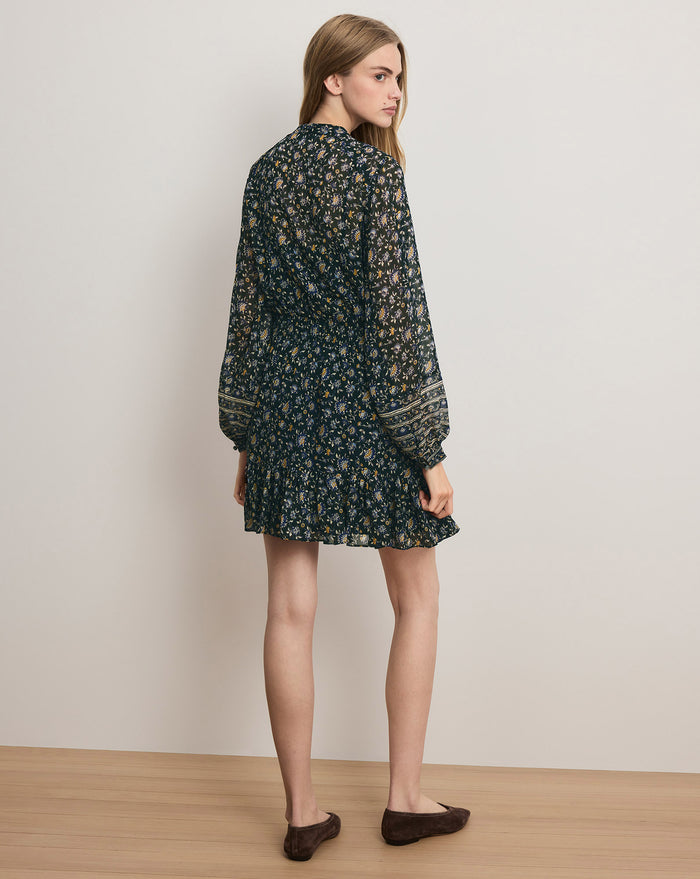 Veronica Beard Mirabel Silk Mini Dress - Dark Hunter Green Multi