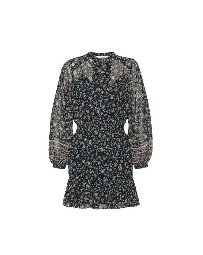 Veronica Beard Mirabel Silk Mini Dress - Dark Hunter Green Multi